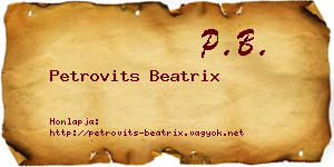 Petrovits Beatrix névjegykártya