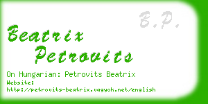 beatrix petrovits business card